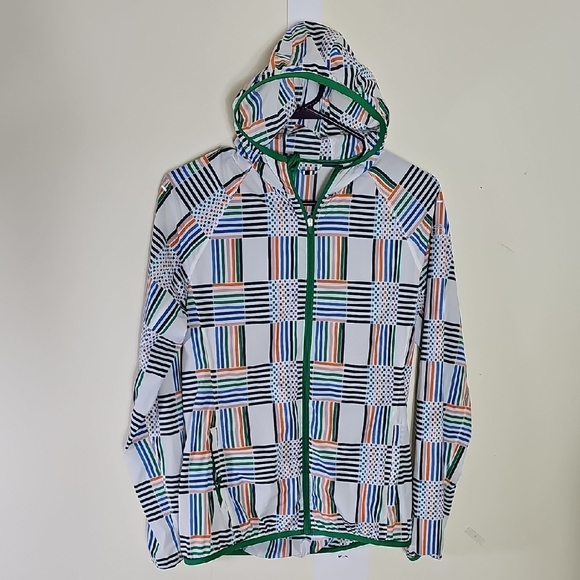 Tory Burch Green and Blue Striped Jacket/wind breaker - Picture 1 of 12